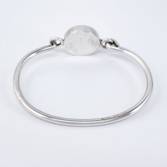 Vintage Mexico Sterling Silver 925 Monogrammed Hook Bangle 6.5” - Picture 5 of 8